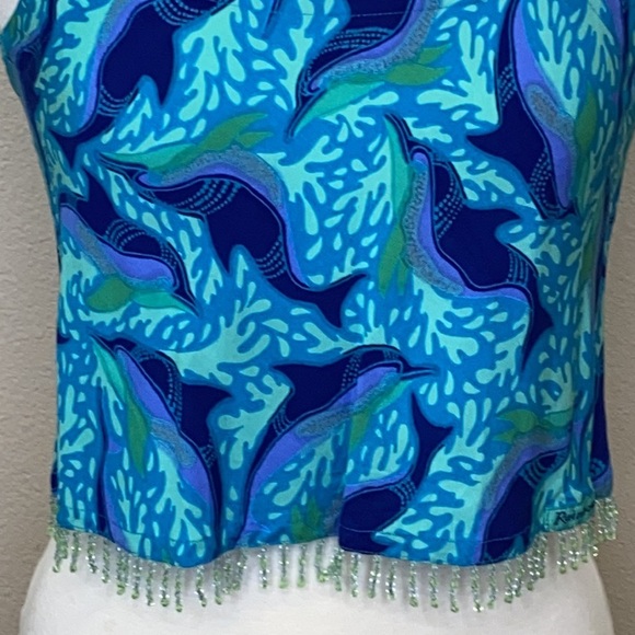 Rainbow-Jo Hawaii Dolphin Crop Top beach theme party summer Halloween sorority - Picture 3 of 11